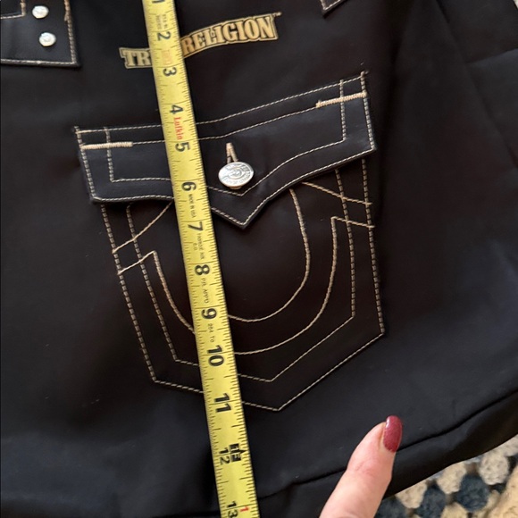True Religion Black Tote with White Stitching - Picture 6 of 7